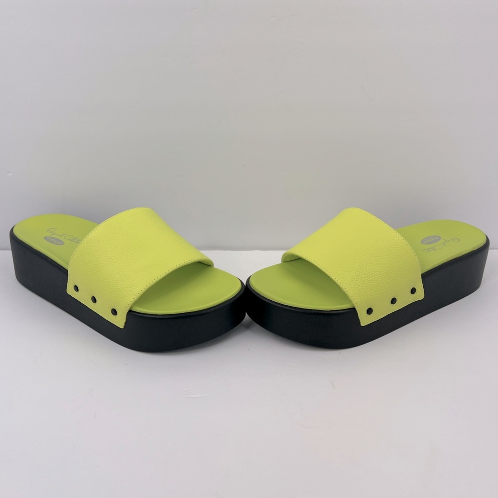 Dr. SCHOLL’S ORIGINAL COLLECTION, PISCES MAX SLIDES, LIME GREEN UPPER LEATHR, 9M - Picture 16 of 17